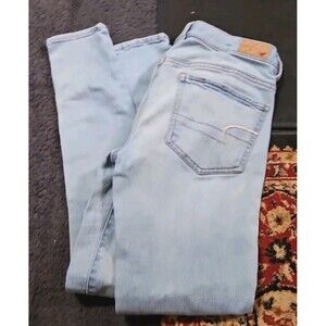 Ladies American Eagle Super Stretch Light Acid Wash Jegging Jeans 2 S 28X26 EUC